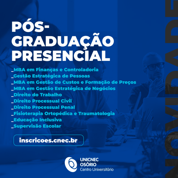 Abertas inscrições para 10 cursos de Pós-Graduação na Unicnec