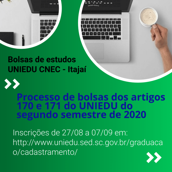 PROGRAMA DE BOLSAS UNIVERSITÁRIAS UNIEDU CRONOGRAMA DO PROCESSO SELETIVO ARTIGO 170 e 171/2020