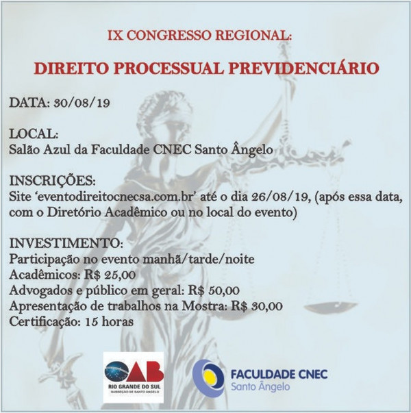 IX CONGRESSO REGIONAL DE DIREITO PROCESSUAL PREVIDENCIÁRIO